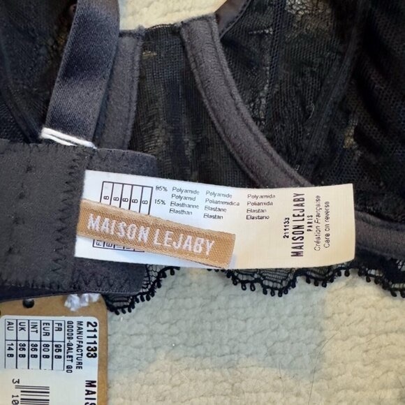 NWT Maison Lejaby Black Lace La Manufactur Underwire Bra - Picture 8 of 9